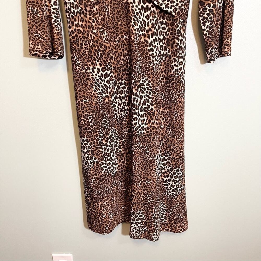K & Company Women's Animal Print Ruched V-Neck Tie Waist Dress Size 16 - Picture 6 of 11